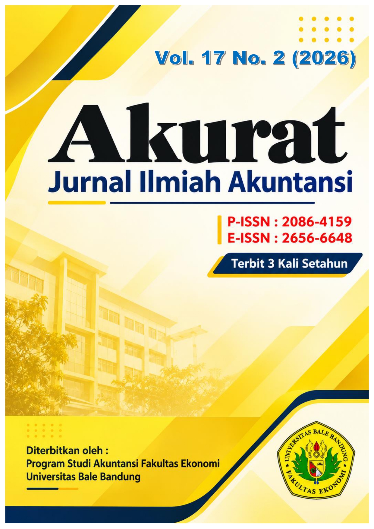 					View Vol. 17 No. 02 (2026): AKURAT Edisi Mei - Agustus 2026 | Jurnal Ilmiah Akuntansi FE UNIBBA
				