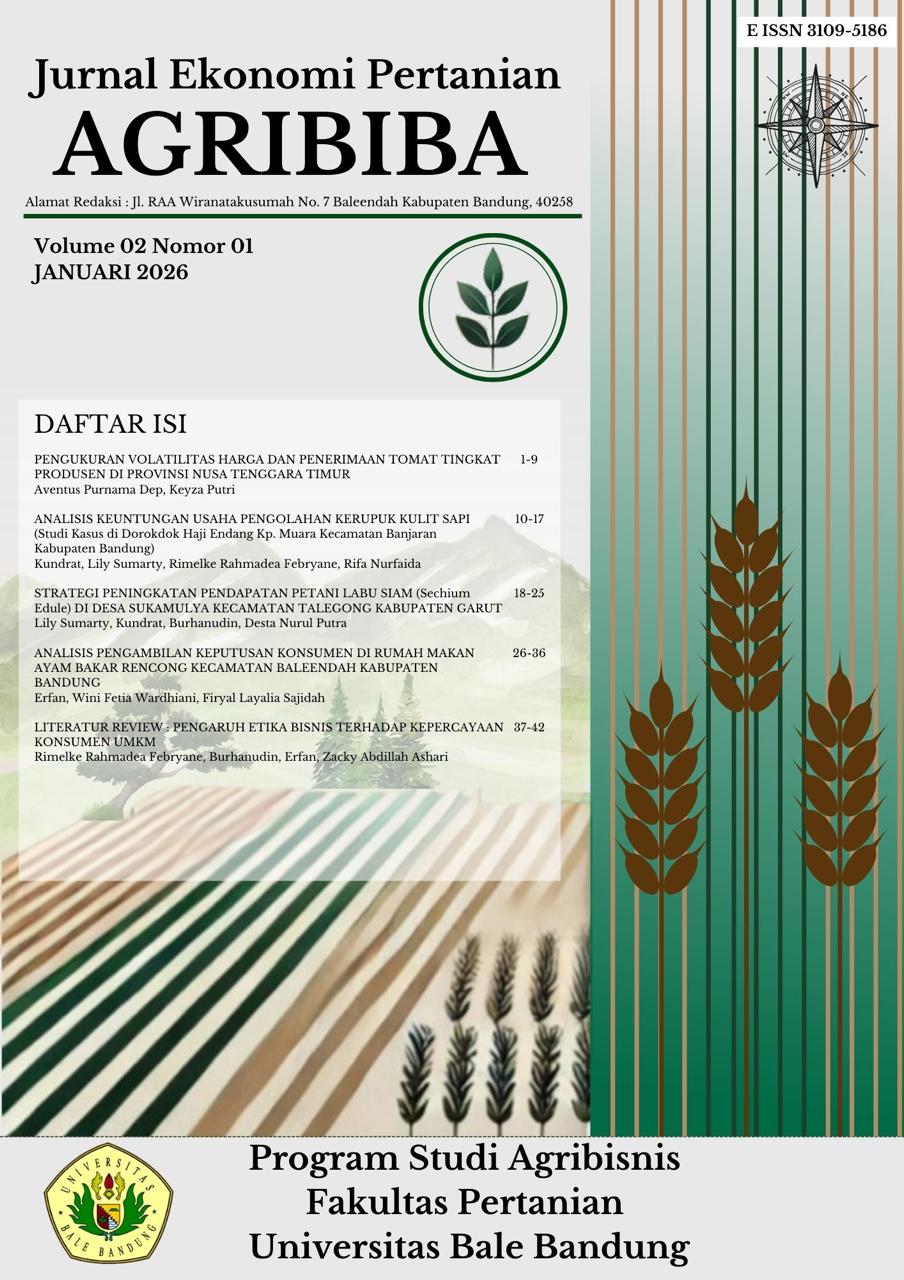 					View Vol. 2 No. 1 (2026): Jurnal Ekonomi Pertanian Agribiba Edisi Januari 2026
				